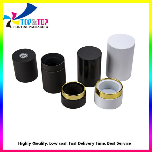 Black White Paper Round Packaging Box for Perfume