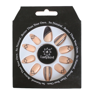 Ladybird acrylic nails 24pcs/box almond line decorated