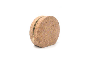 Natural Cork Eco-friendly cosmetic Round Shape tote bag packaging case with tiny coin purse 