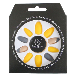 Ladybird acrylic nails 24pcs/box almond candy yellow long nails