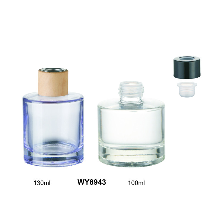 100ml 130ml perfume glass bottle with black wooden cap and stopper 