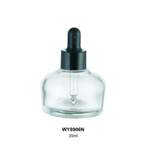 35ml high quality empty custom round clear glass dropper bottles cosmetics packaging