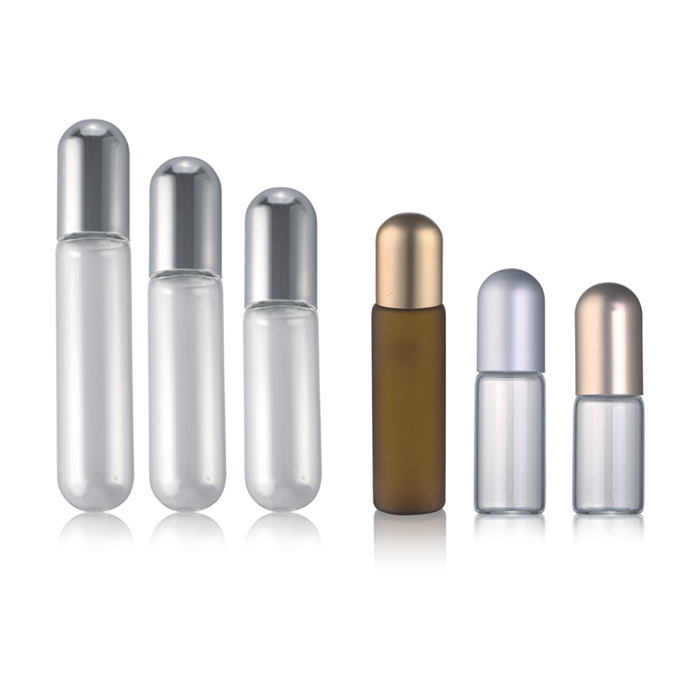 2ml 3ml 5ml 8ml 10ml glass roll on bottle for perfume essential oil wholesale with silver round cap and metal roller ball 