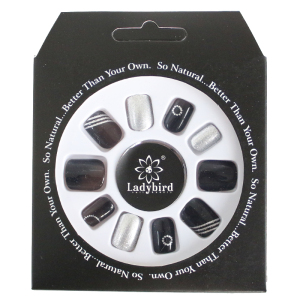 Ladybird  press on nails 24pcs/box black glitter false nails