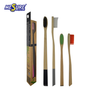 100% natural bamboo charcoal toothbrush with logo engraved print