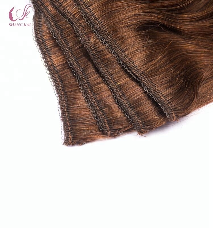 High-End Market Full Head Double Drawn Laced Clip In Hair Extension