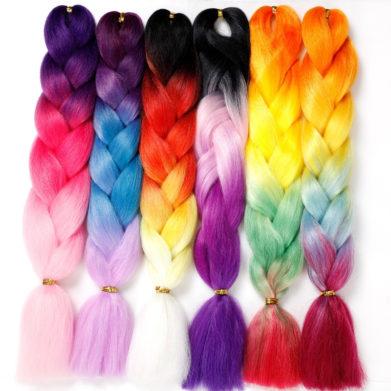 Hot Sale 100g Jumbo Ombre Synthetic Braiding Hair African Crochet X Pression Hair Braids 100 Colors For Choice 