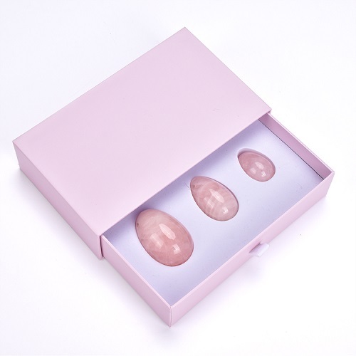 Natural Tumbled Rose Quartz Crystal Women Sexy Yoni Eggs Massage Set