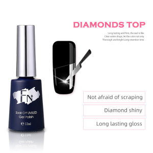 China Custom Brand Professional Salon Diamond Top Coat Gel Soak Off Led Glitter Nail Gel Polish 