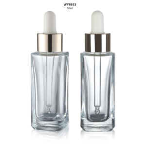 square eye drop amber clear glass bottle 30ml cosmetic transparent dropper bottle for serum 