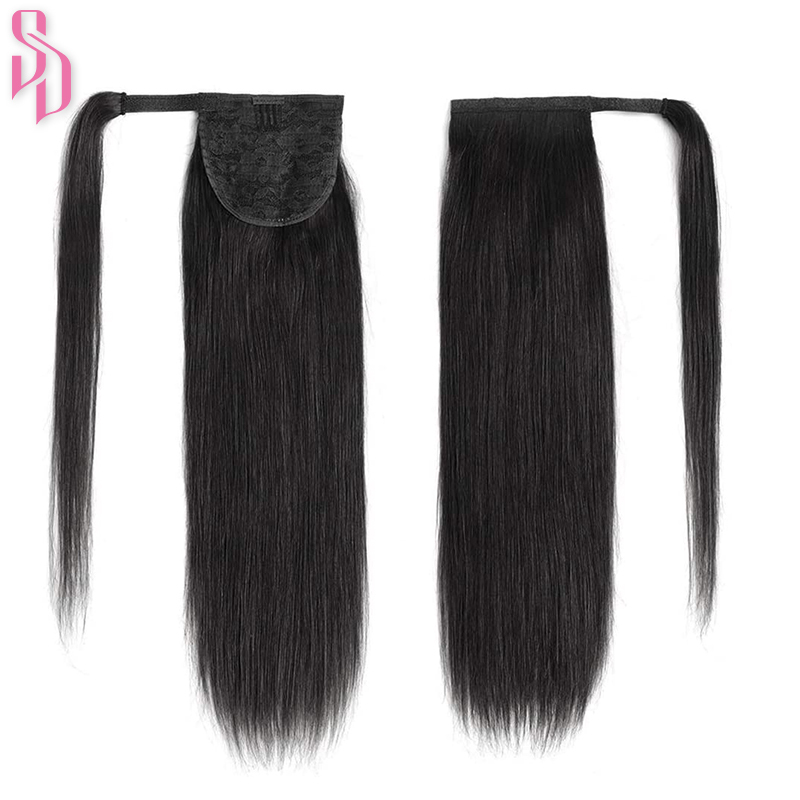 10 inch to 28 inch  Human Hair Ponytails Remy Brazilian Straight Natural Hair Wrap Around Ponytail
