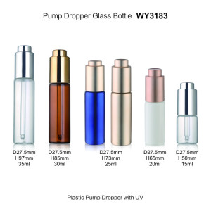 15ml white gold gradient glass press pump dropper essential bottles 30ml 35ml with custom UV coating printing 