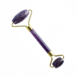 Custom Natural Purple Crystal Amethyst Face Facial Massager Roller