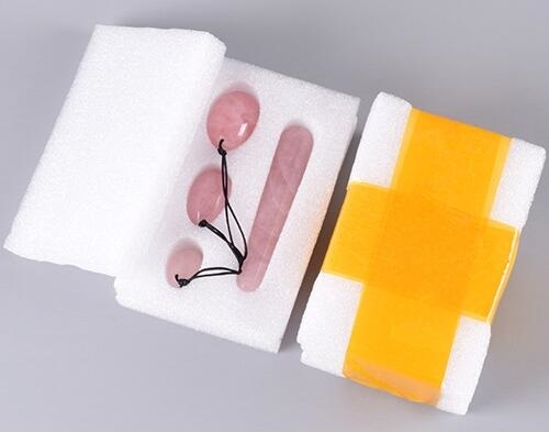 3 Pcs Drilled Natural Crystal Rose Quartz Yoni Eggs 1 Pcs Yoni Massage Stick Set