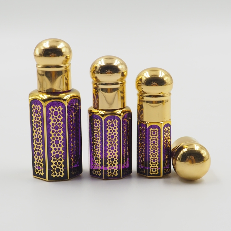 3ml 6ml 12ml Empty Attar Arabian Oud Perfume Glass Bottles Purple Essential Oil Bottles 
