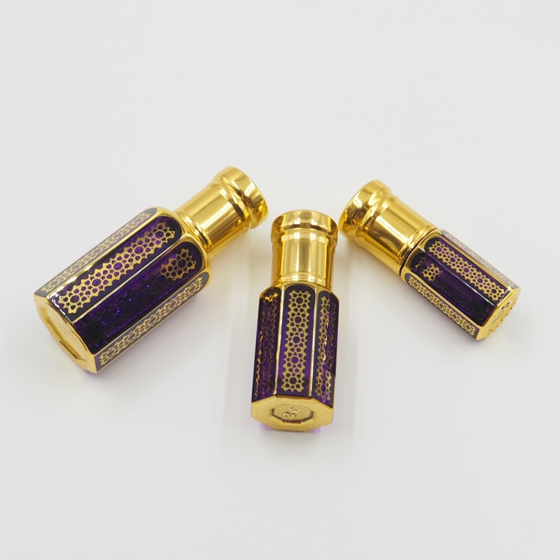 3ml 6ml 12ml Empty Attar Arabian Oud Perfume Glass Bottles Purple Essential Oil Bottles 