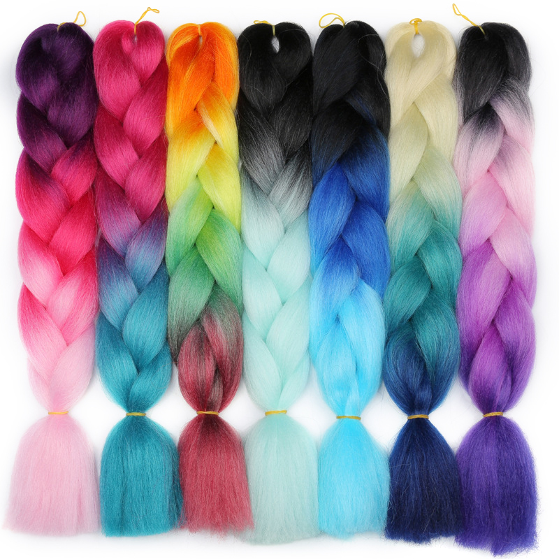 All Colors Heat Resistant Synthetic Fiber Ombre Braiding Hair Ombre Faux Locs Braids Expression