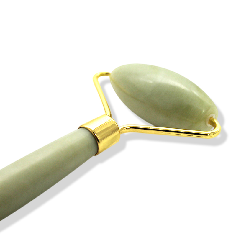 Green JadeRoller for Face Portable Double Headed Stone Facial Roller Massager Face Slimming Lift Massage，Double Head Design Green Jade  Quartz Green Jade, 100% Natural Stone