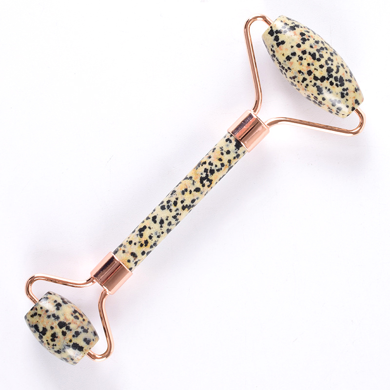 Mottled stone Jade Roller for Face Portable Double Headed Facial Roller Massager Face Slimming Lift Massage Double Head Design