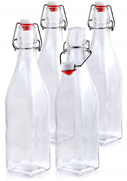 square shape swing top glass bottle