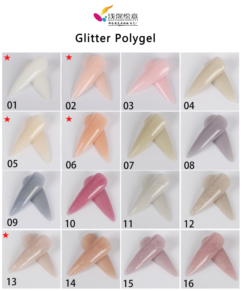 Glitter Polygel Kit Painess Builder Supplies UV Gel OEM Nail Extention Kit