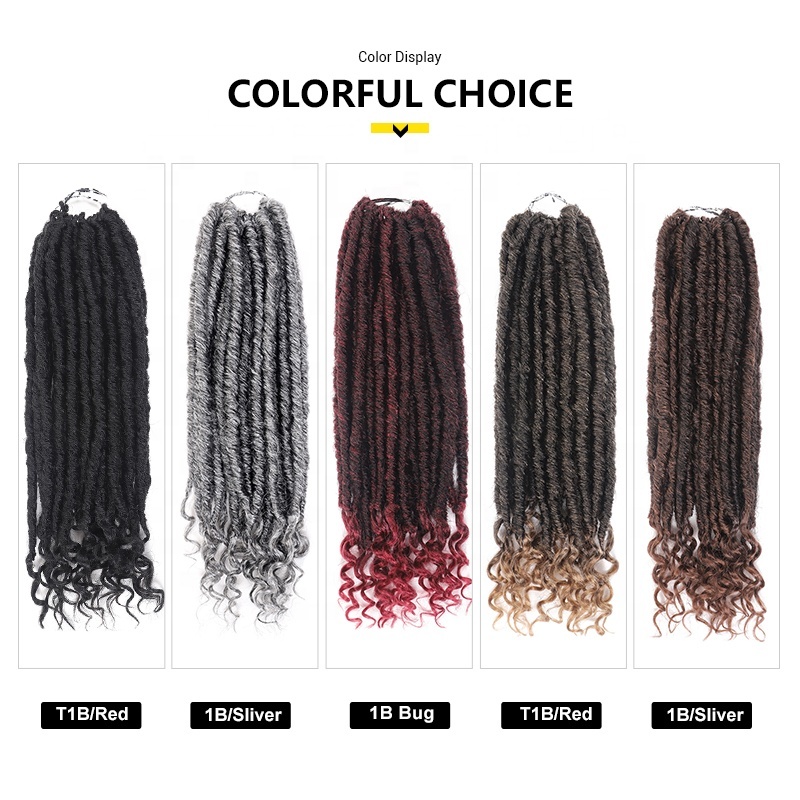 Wholesale Faux Locs Crochet Braids Soft Synthetic Hair Extension Crochet Braiding Hair Extension with Curly Ends Goddess Locks 