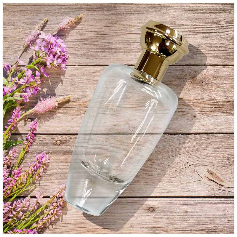 Free clear glass sample egyptian style stocked empty perfume bottle 100ml with gold zamac cap