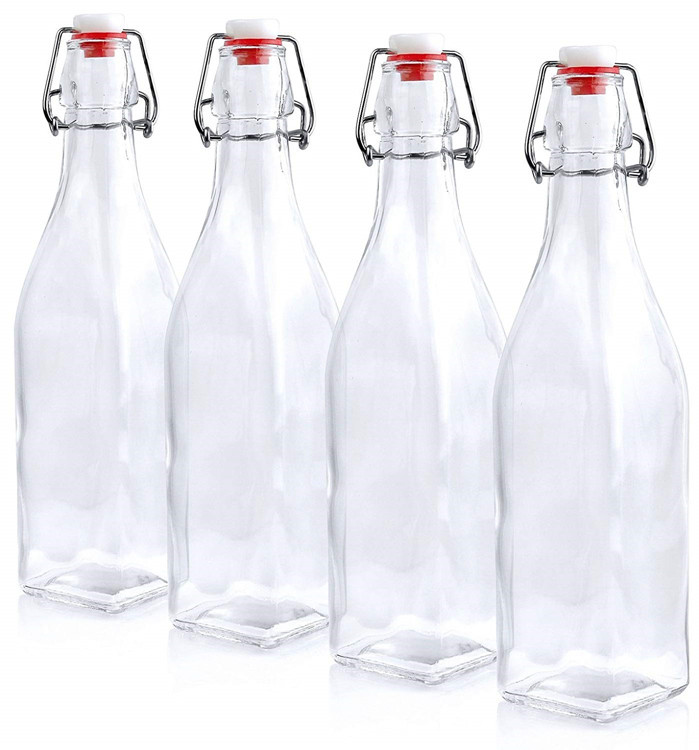 square shape swing top glass bottle