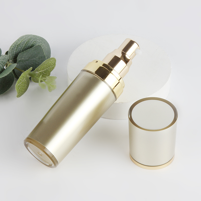 30ml gold acrylic cosmetic skin care airless bottle in stock PET plastic cosmetic jars 