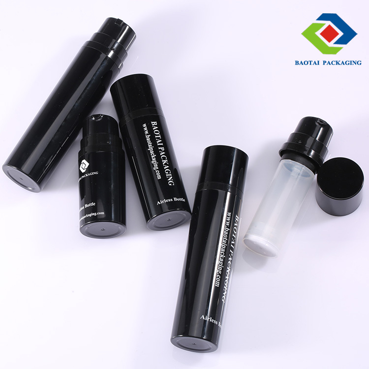 Black double airless bottles PET plastic cosmetic jars 