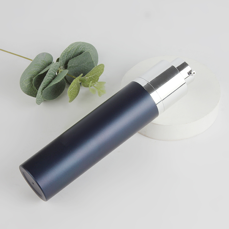 50ml dark blue acrylic cosmetic skin care airless bottles PET plastic cosmetic jars 