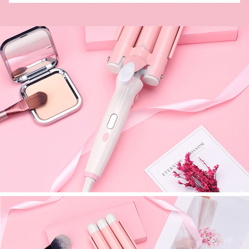 Home Use New Three Barrel Ceramic Big Wave Curler Automatic LCD Curling Iron With Triple Barrel  KF-546
