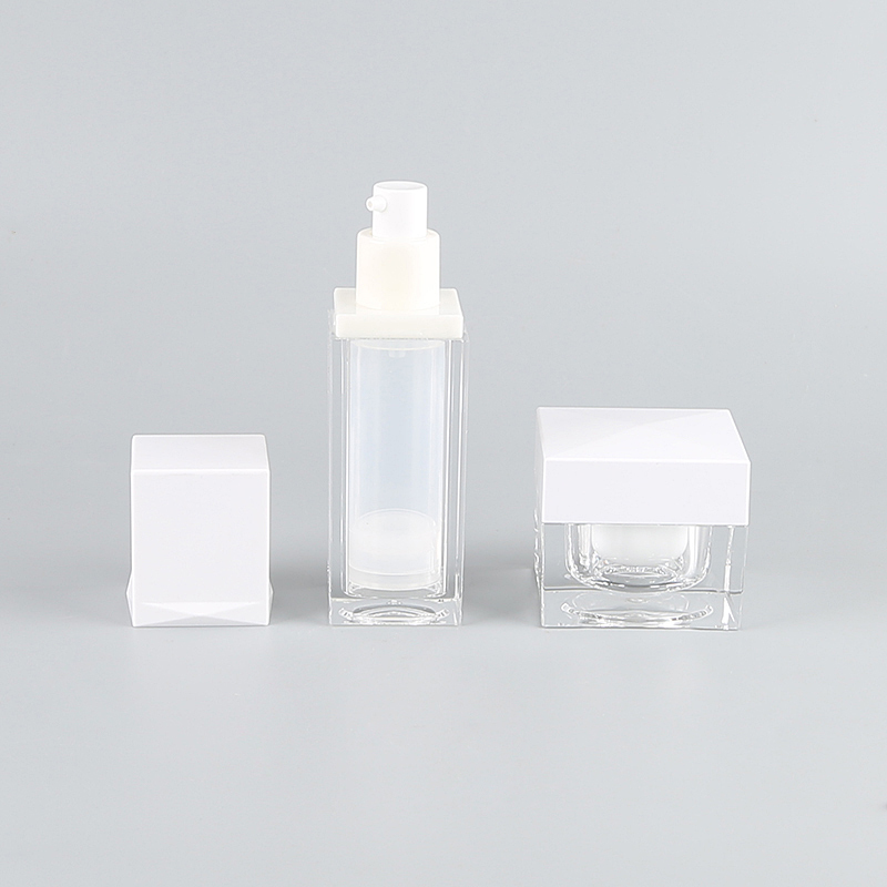 Luxury acrylic transprent airless bottle PET plastic cosmetic jars 