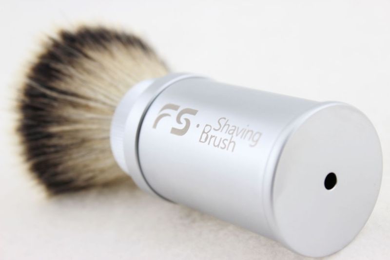 FS-SI30-TR-MA, KING FLAT FAN SHAPE, 30mm Knot, Aluminum Travel Shaving Brush,Silvertip Badger hair