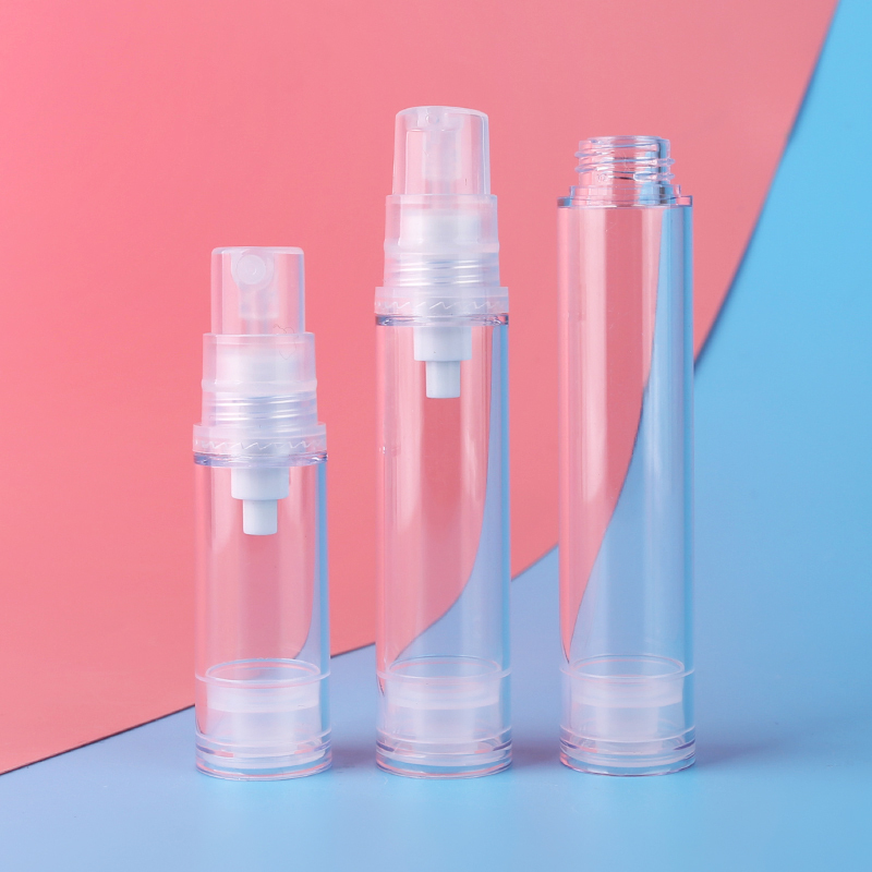 5ml 10ml 12ml 15ml Small capacity trial filling transparent airless bottle PET plastic cosmetic jars 