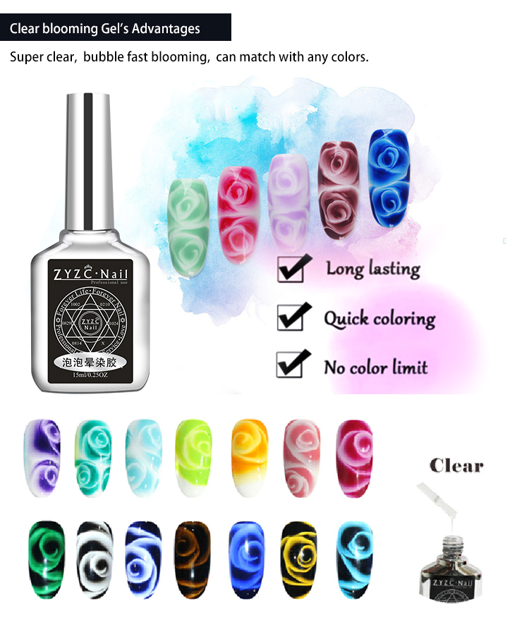Hot sale bubble blossom marble nail polish blooming gel for nails