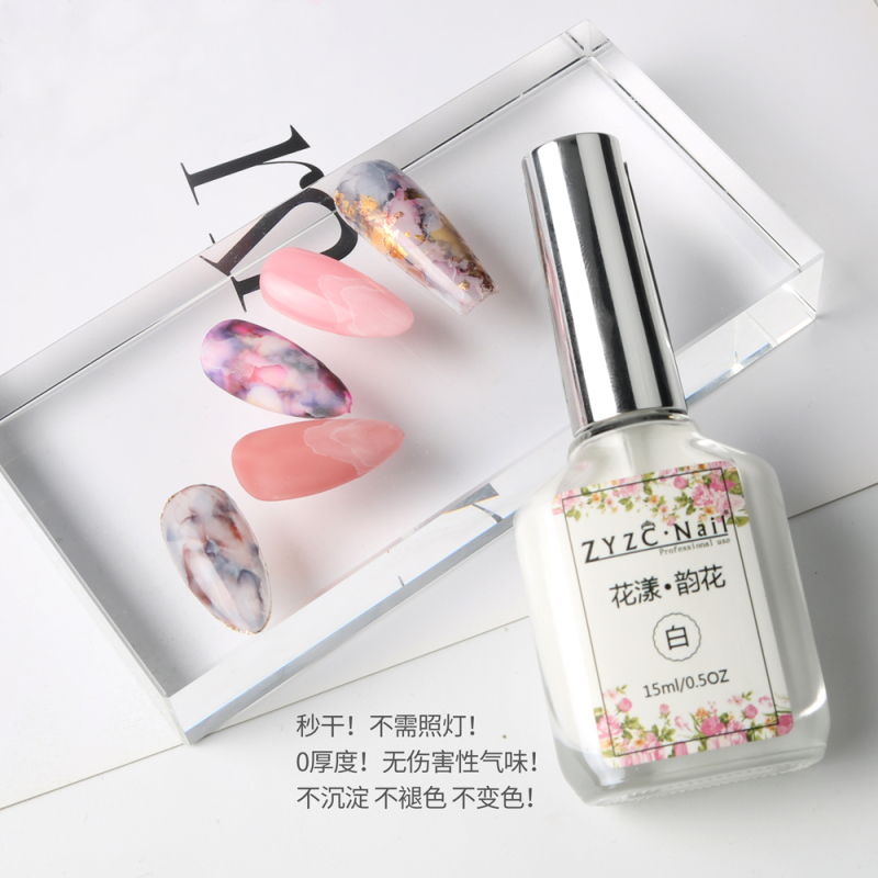 private label white color nail ink smoking effect alcohol marble ink nail polish