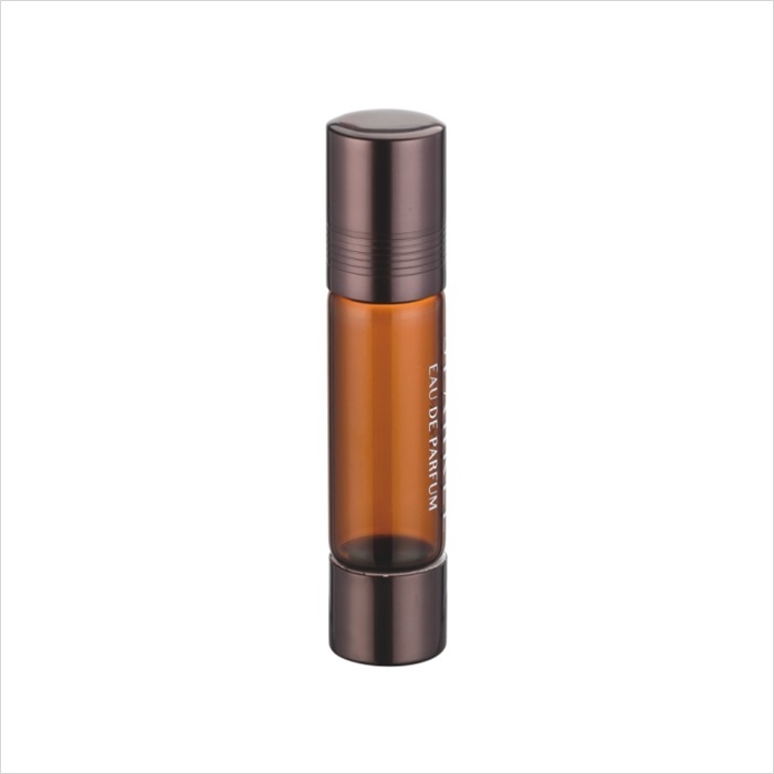 sample cosmetic 6ml amber glass double ends bottle with stopper and roller ball for perfume or essential oils 