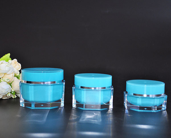 New arrival Octahedron luxury acrylic jar PET plastic cosmetic jars 