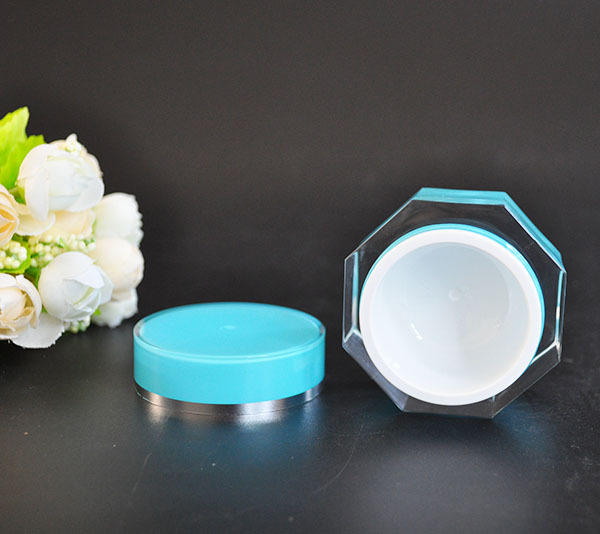 New arrival Octahedron luxury acrylic jar PET plastic cosmetic jars 