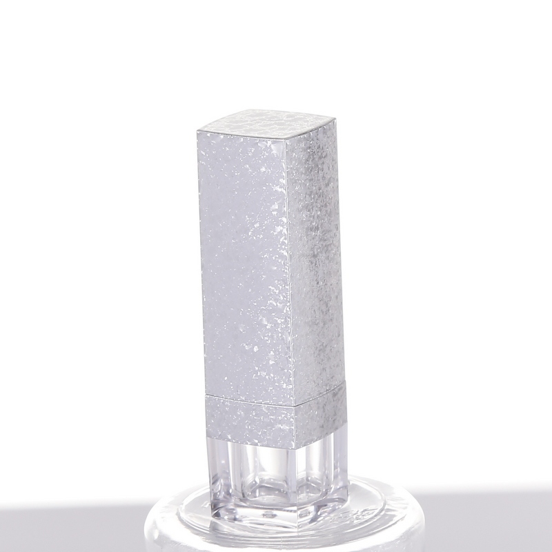 Empty Plastic squared lipbalm tube lipstick tubes silver snow metalization 