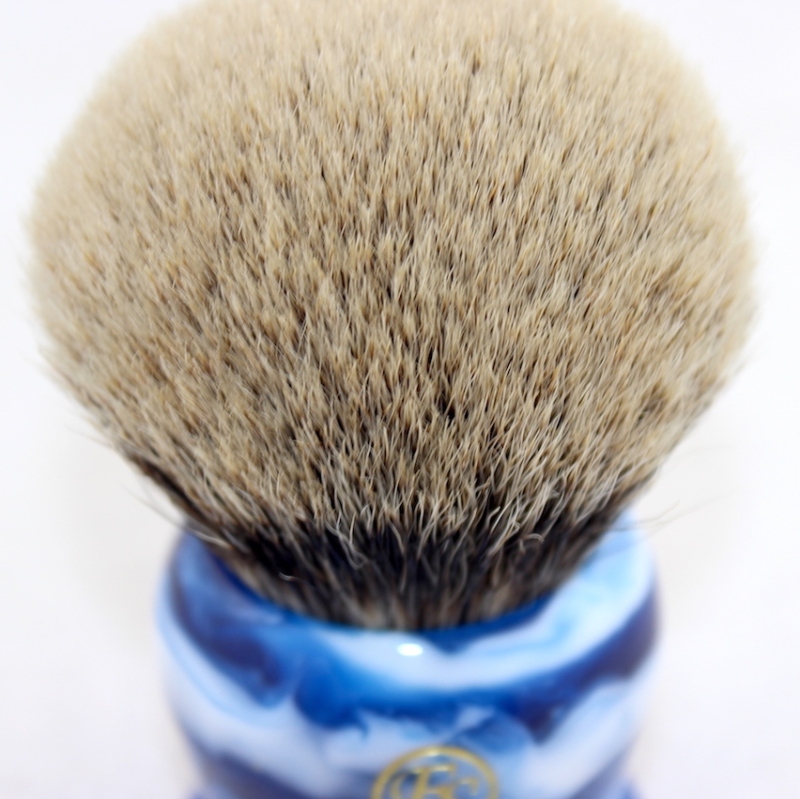 FS-KING KNOT 40mm 2 Band Bulb Finest Badger Shaving Brush with Blue Sky Handle
