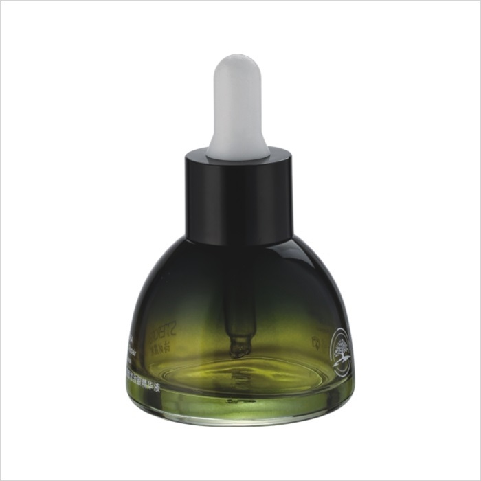 30ml 20ml 10ml round transparent green color glass serum bottle with dropper cap