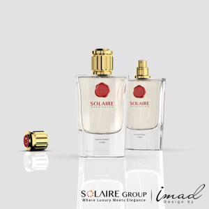 Elegant Perfume Bottle 100 ML Glass Polishing Bottle with Zinc Metal Cap and Plastic Rose Flower