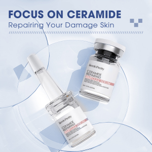 Skin Care Organic Collagen Aging Ceramide Repairing Squalane Vitamin C Face Ampoule Serum