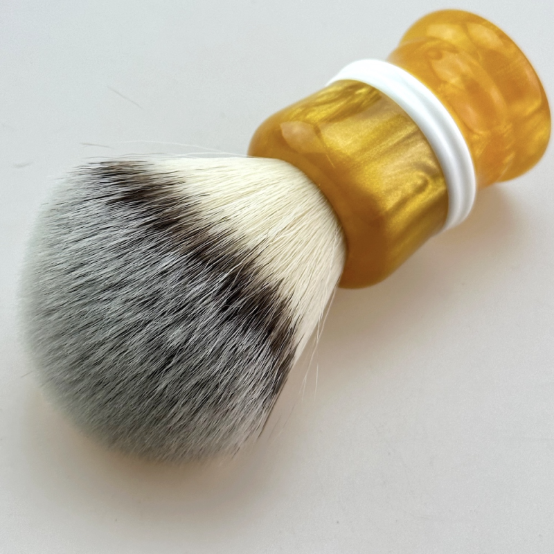 FS-24MM G4 Faux Silvertip Synthetic Fiber Shaving Brush Faux Wax with White Circle Handle