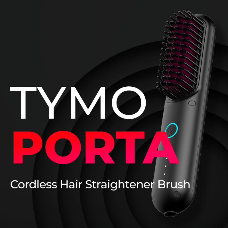 TYMO PORTA Cordless Hair Straightener Brush, Mini Portable Hair Straightener Comb with USB Rechargeable Feature, Negative Ion Hair Straightener Brush, MCH Fast Heating for Women, Anti-Scald & Auto-Off