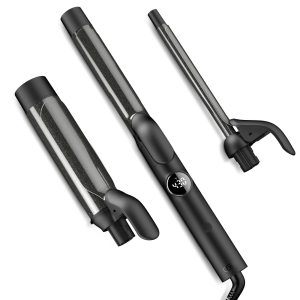 TYMO Interchangeable Curling Iron Set, Instant Heat Up Curling Wand with 3 Barrels (0.5’’ to 1.5’’), 5 Temp Settings with Intelligent Temp Control, Dual Voltage Hair Curler for All Hair Types