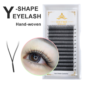 YY eyelashes extension hand woven premium soft light mesh cross false eyelash