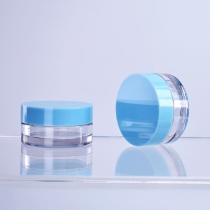 JP-F19-15 Thick Wall Clear Transparent Recyclable Plastic PET Cosmetics Jar For Eye Face Cream With Classic Cylinder Shape 